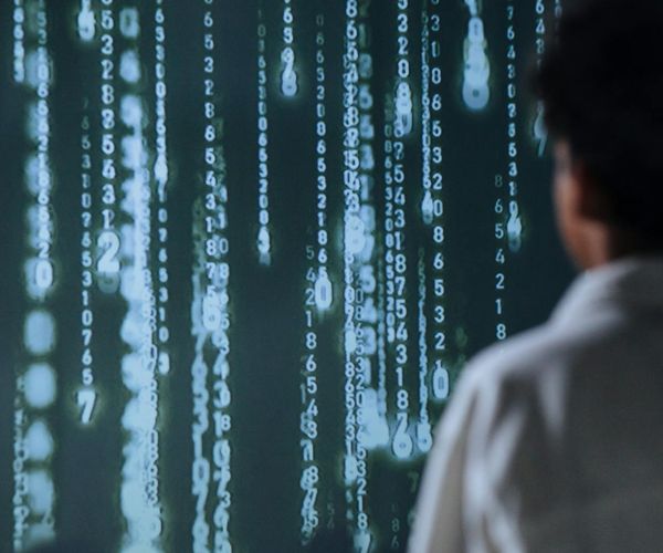 Abstract representation of ten interconnected glowing points showing a sequence.
